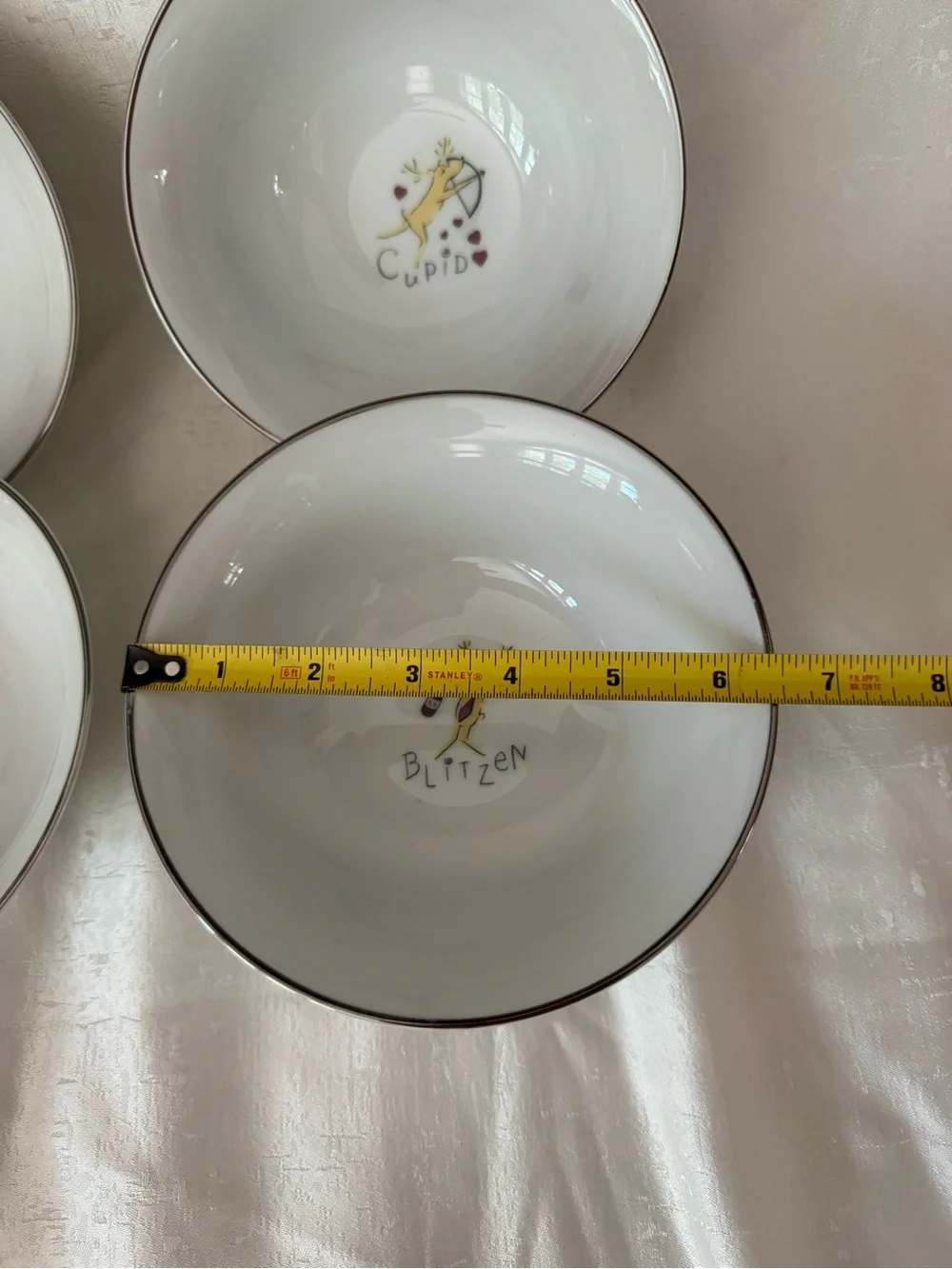 Vintage Pottery Barn Reindeer Cereal Bowls - Set of 4